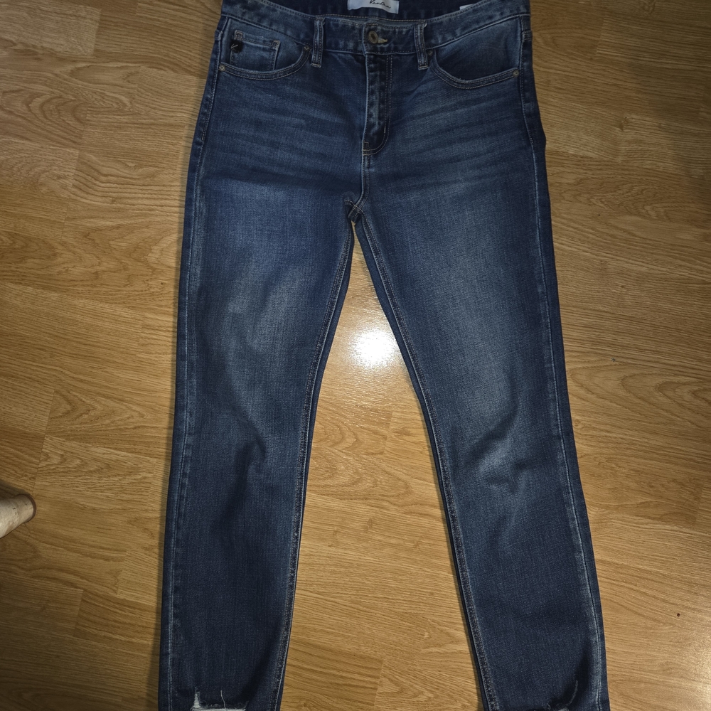 KanCan Women's Straight Leg Jeans in Dark Blue Wash